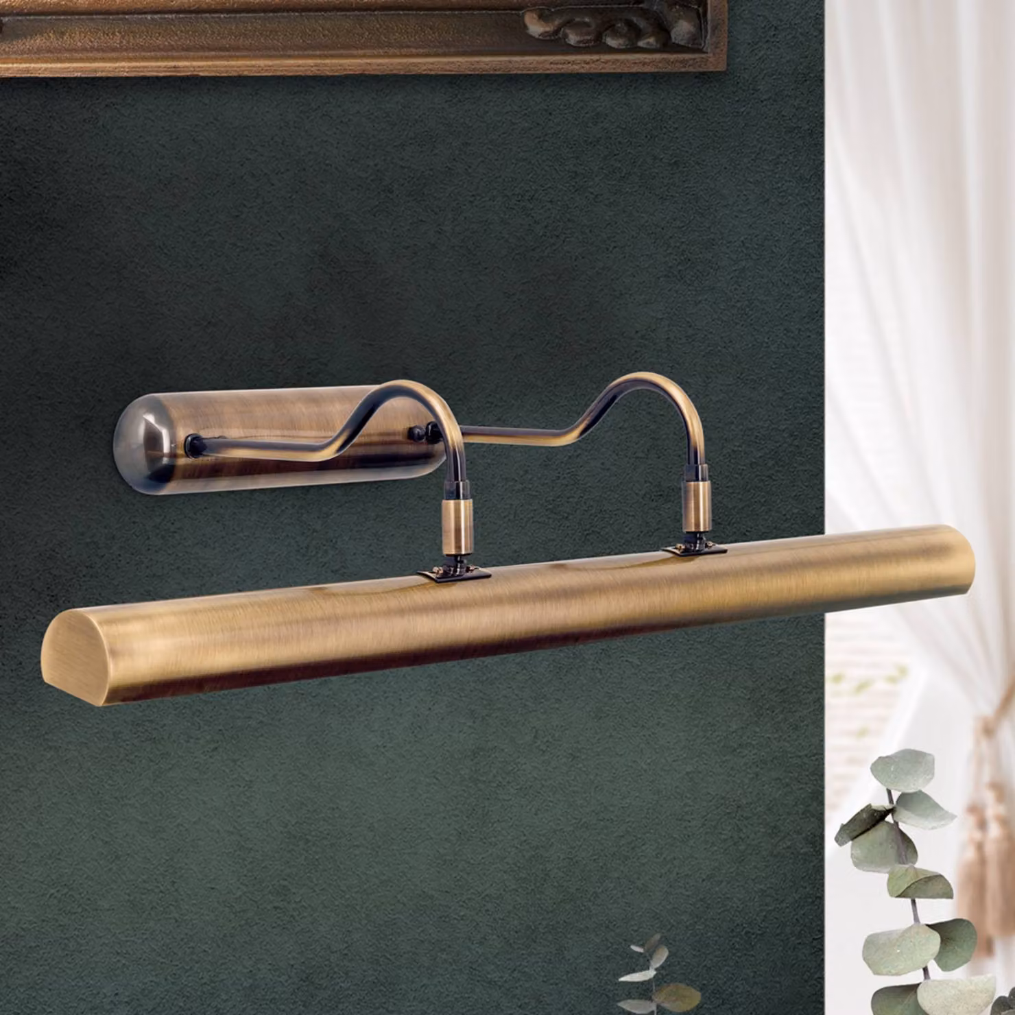 ORION Lampada per quadri Lariga ottone antico 70 cm Lariga, dimmerabile, Bronzo / Ottone antico, Soggiorno / Sala da pranzo, Metallo, Applique