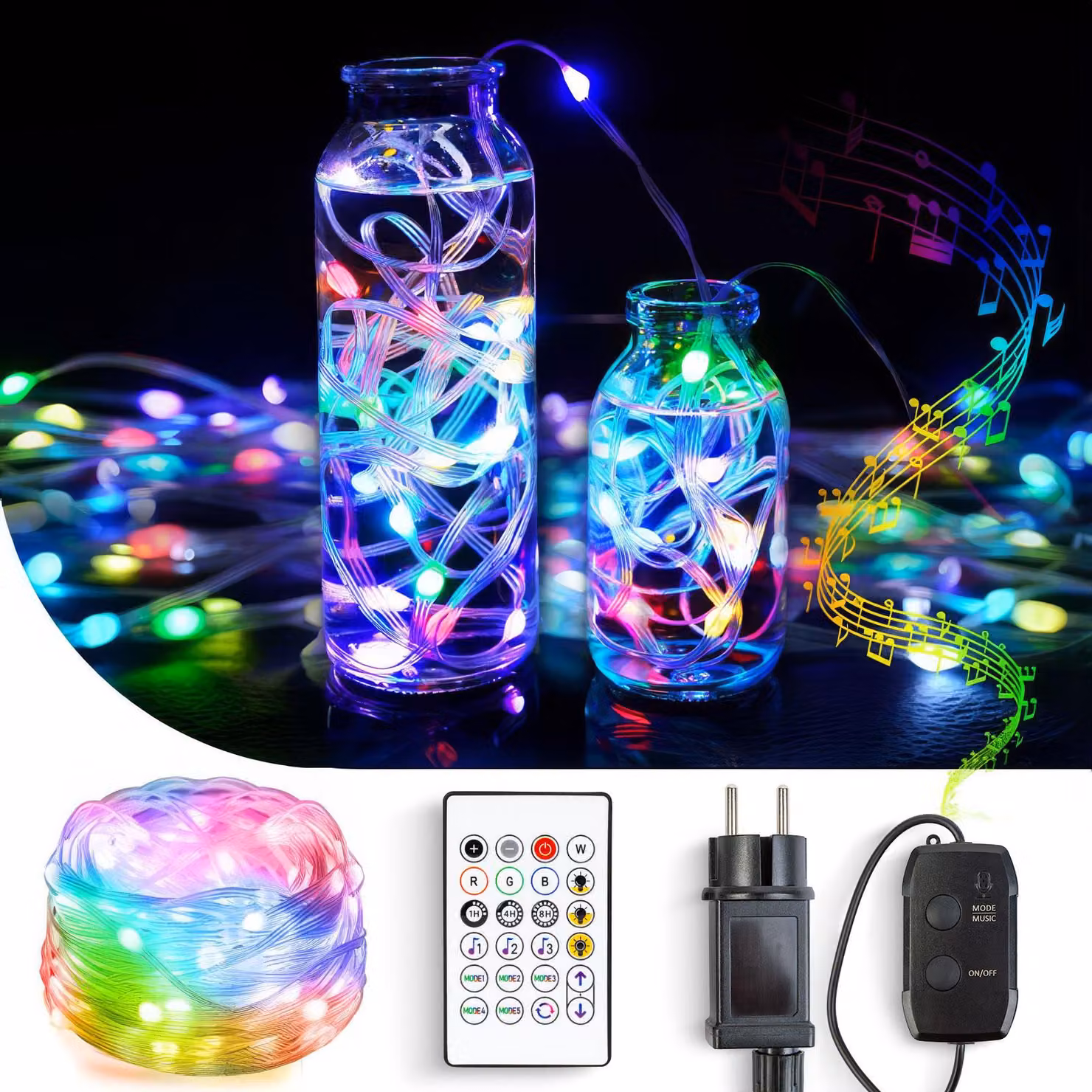 Illuminazione intelligente - Luci colorate per interni ed esterni - Smart con APP e Bluetooth - con alimentazione di rete - 10 metri - Striscia LED RGB