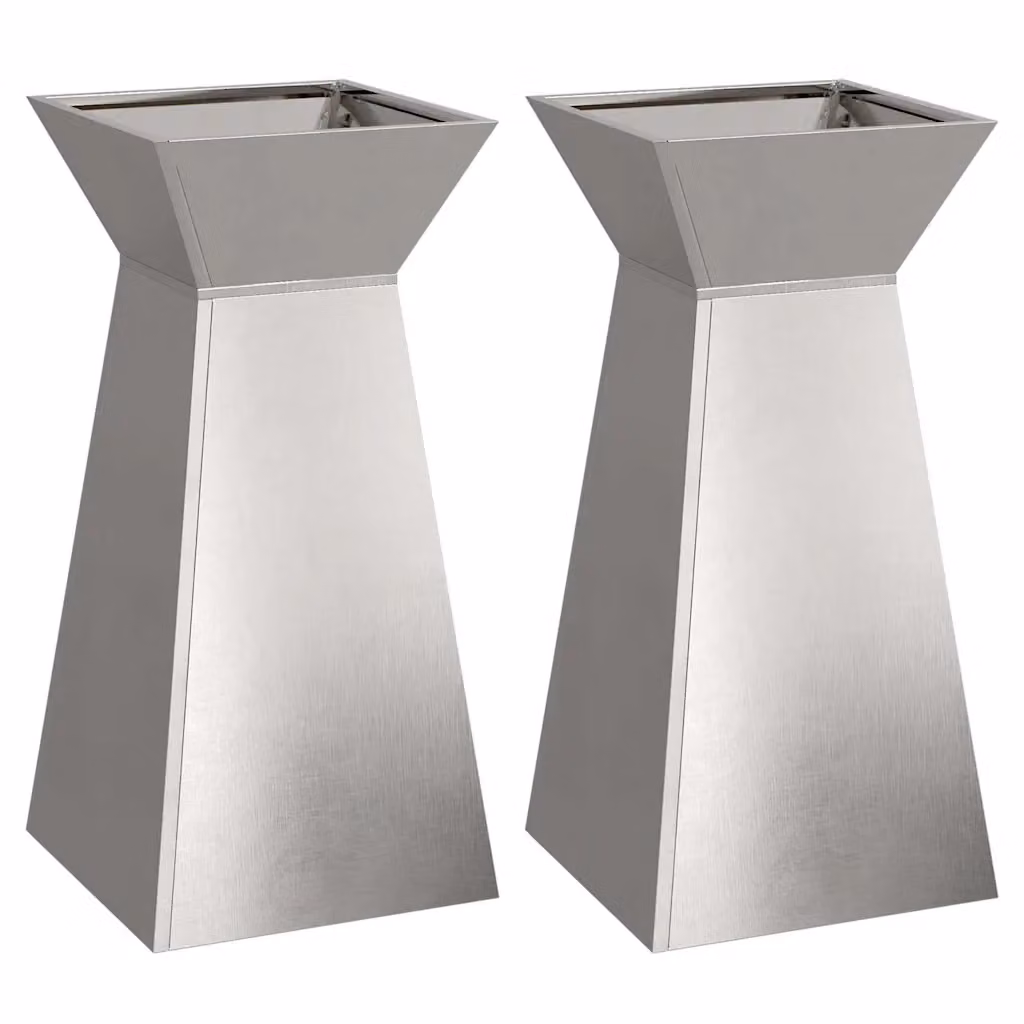 Set di 2 vasi a pilastro vidaXL in acciaio inox color argento L/P/H: 35 x 35 x 73 cm – 2