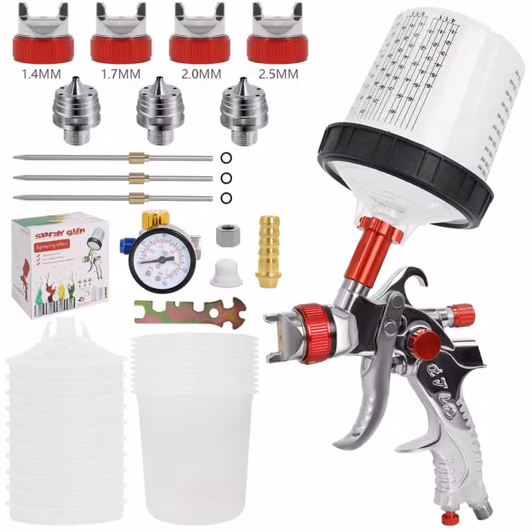 Pistola a spruzzo HVLP professionale con 4 ugelli