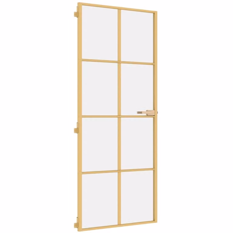 Porta Interni Sottile Oro 83x201,5cm Vetro Temperato Alluminio