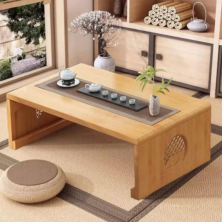 Tavolino pieghevole in bambù, dimensioni 100x50x30 cm, in legno. Ideale come tavolino basso, tavolino da tatami o per la meditazione