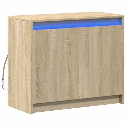 Credenza bahut cassettiera armadio armadio portaoggetti organizzatore cucina soggiorno soggiorno con LED sonoma 72 x 34 x 61 cm legno di ingegneria marrone 02_0029798