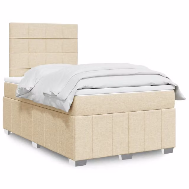 Letto con Giroletto a Molle e Materasso Ibrido vidaXL in Colore Beige e Bianco, L/P/H: 120 x 190 x 150,5 cm