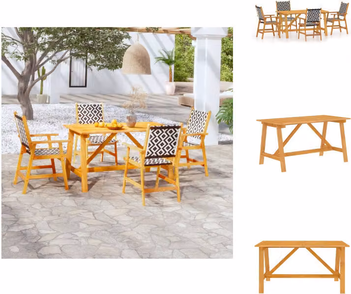 vidaXL Set da pranzo da giardino 5 pezzi in legno massiccio di acacia - Set di mobili da giardino