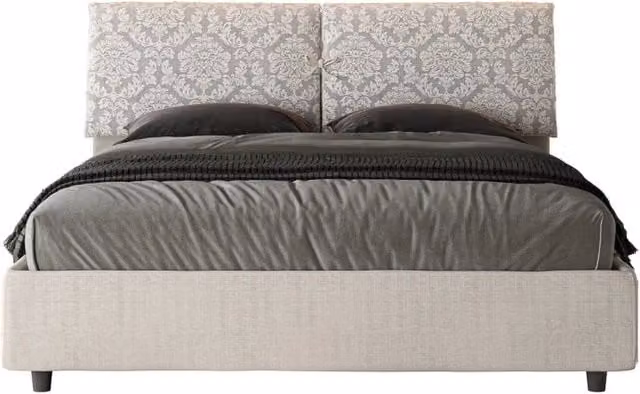 Letto imbottito Matrimoniale 160x200 cm tessuto Agata Mados - Senza rete,Bianco/Bianco