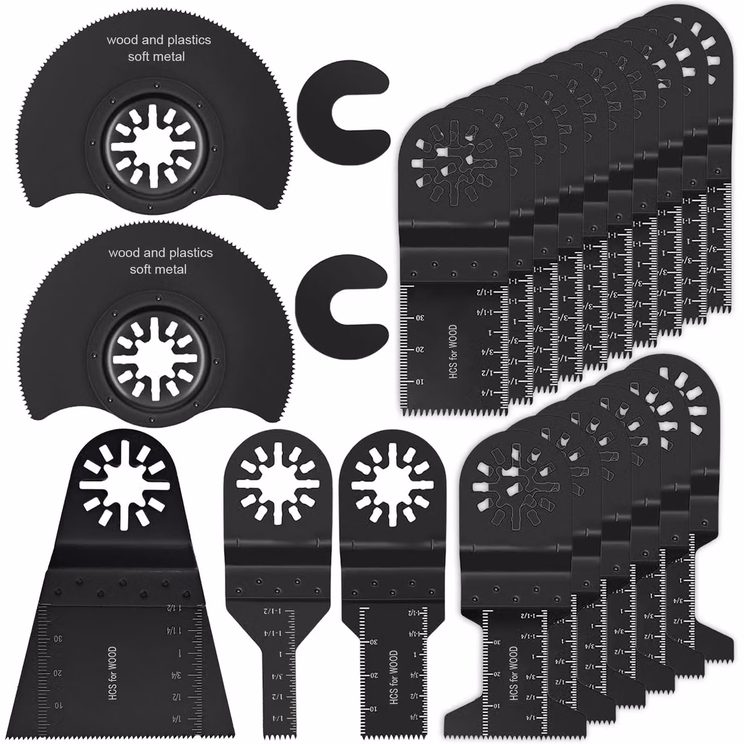 Set di 23 lame per seghetto multiuso, compatibili con utensili multifunzione