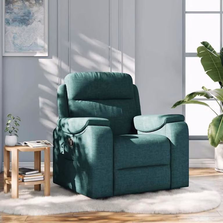 vidaXL Poltrona Reclinabile Relax in Tessuto Verde con Braccioli e Regolazione Manuale