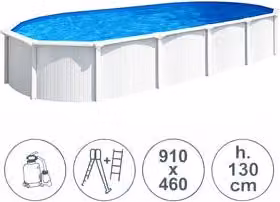 Piscina fuori terra ovale WHITE POOL in acciaio blu e bianca L: 910 cm, P: 460 cm, H: 130 cm