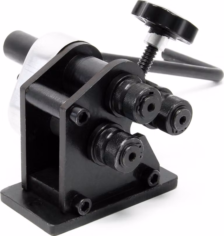 Curvatrice tonda Wiltec con raggio di curvatura minimo di 70 mm e diametro massimo di 6,5 mm, curvatrice manuale a rulli per acciaio piatto e acciaio tondo