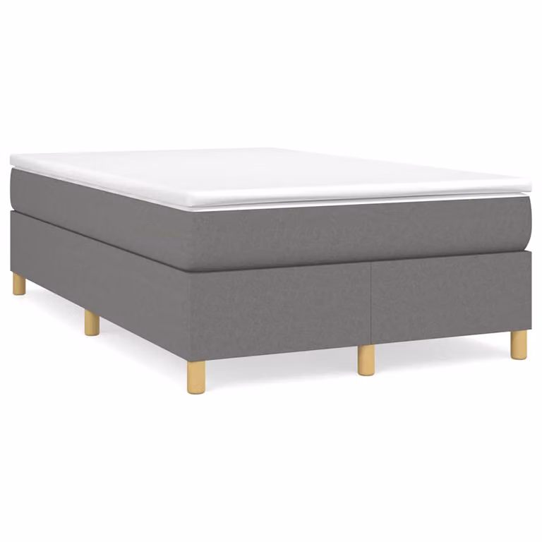 vidaXL Giroletto a Molle Ibrido con Materasso in Tessuto Grigio e Bianco L/P/H: 120 x 200 x 35 cm