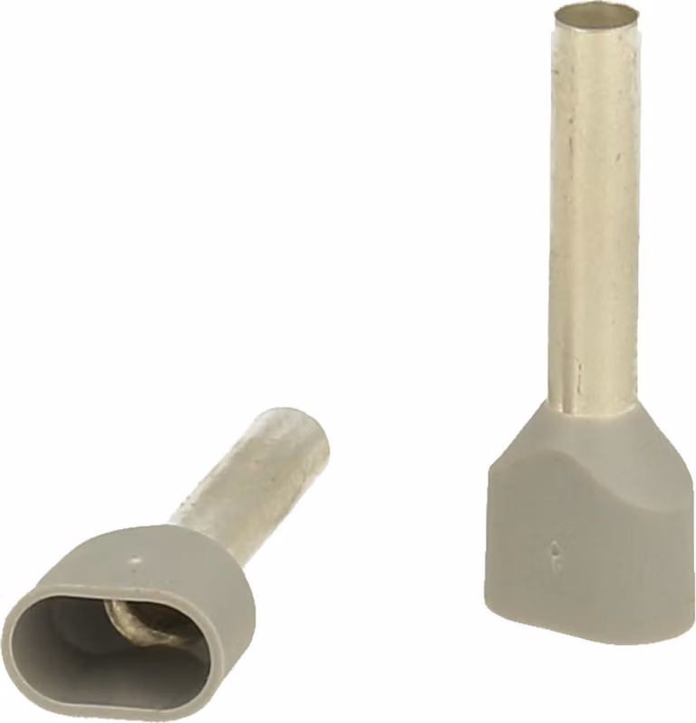 Guaine terminali isolate per connettori a due terminali, taglia L, codificate a colori secondo la norma DIN, sezione 2x 4mm², colore grigio - 1 pezzo
