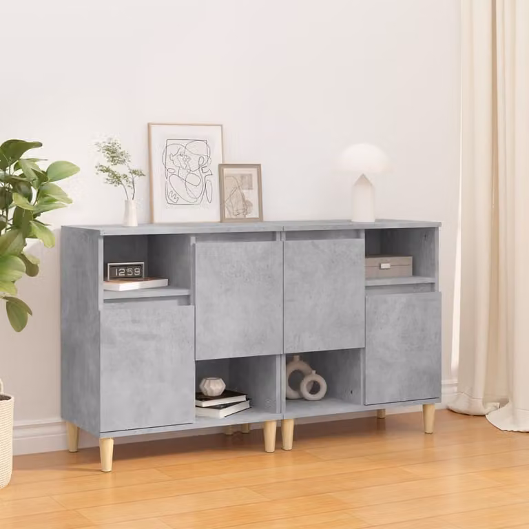 Set di 2 credenze vidaXL in legno multistrato e MDF, colore grigio cemento, L: 60 cm, P: 35 cm, H: 70 cm