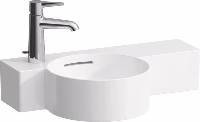 LAUFEN VAL Lave-mains, 1 trou de robinetterie à gauche, avec trop-plein, 550x315mm, tablette à droite, H8152830001051, H8152830001051
