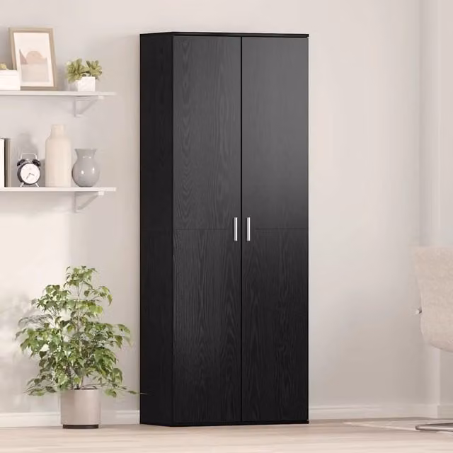 Credenza-Buffet-Armadio da cucina Rovere Nero 70 x 33.5 x 180 cm Legno multistrato