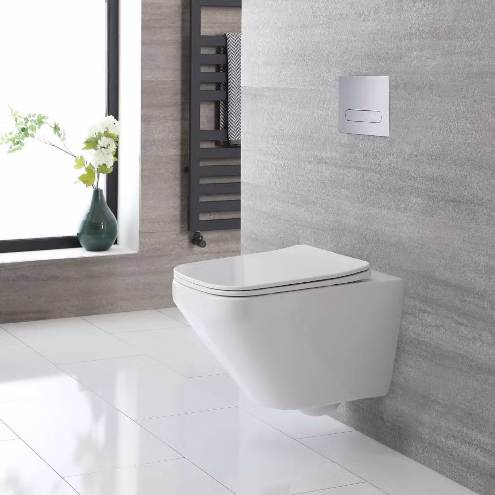 WC Sospeso Quadrato Senza Brida con Copriwater – Milton