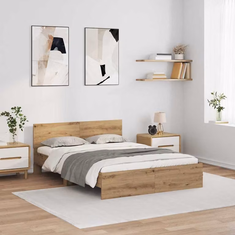 Letto moderno vidaXL in legno color rovere con cassetti L/P/H: 120 x 200 x 125 cm