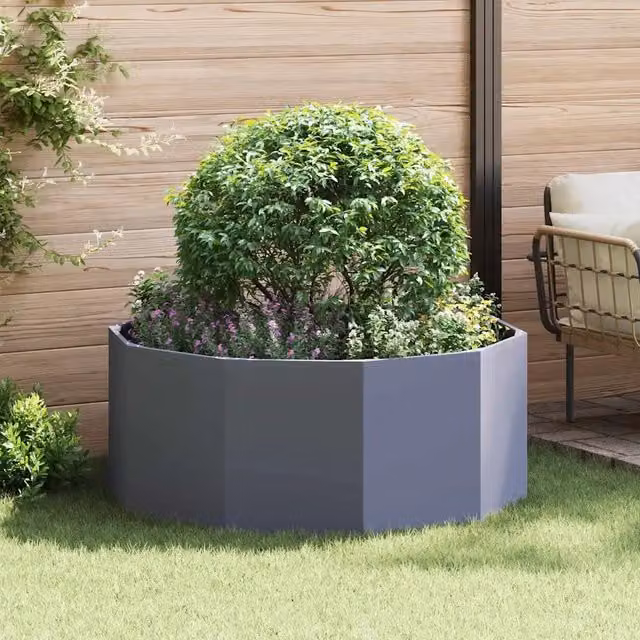 Fioriera-Vaso-Contenitore per Piante Antracite 120 x 120 x 50 cm Acciaio