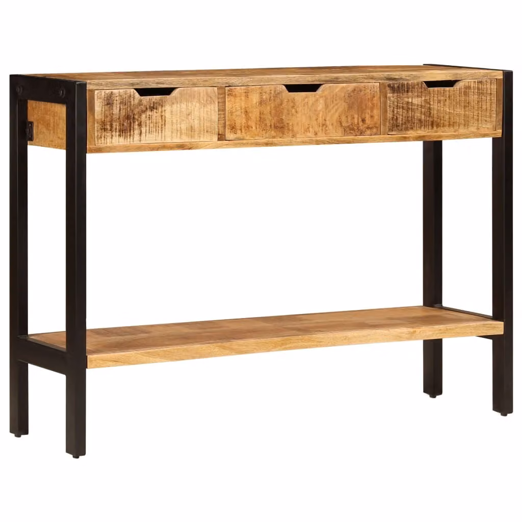 Credenza con 3 Cassetti 110x35x75 cm Legno Massello di Mango