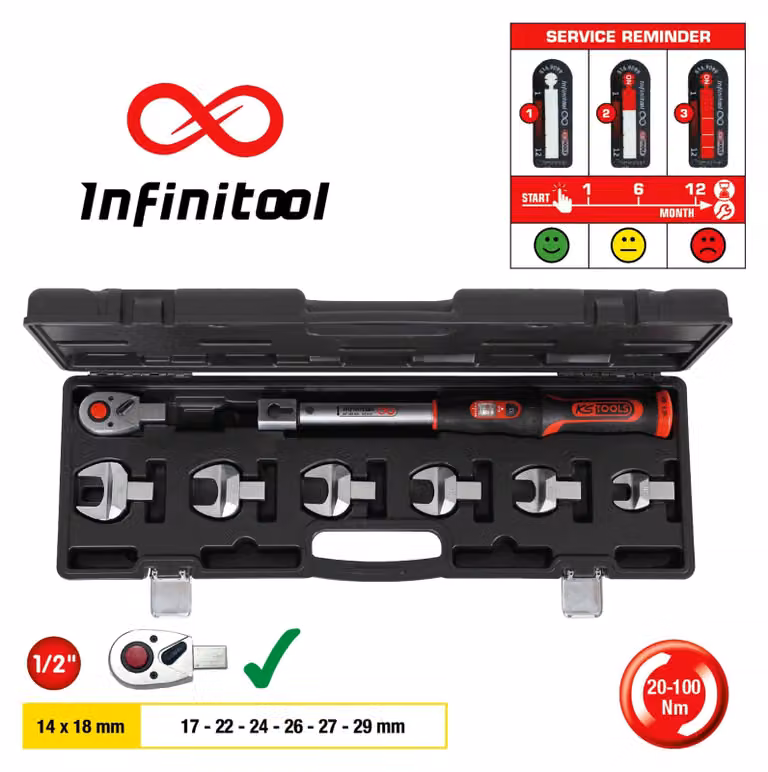 KS-Tools 516.9110 Set di chiavi a inserto INFINITOOL 14x18mm 20-100Nm, 8 pz