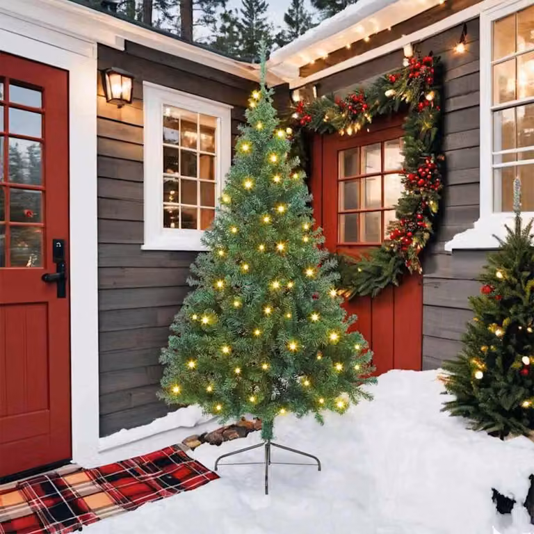 Maison Exclusive - Albero di Natale artificiale preilluminato verde 210 cm PVC