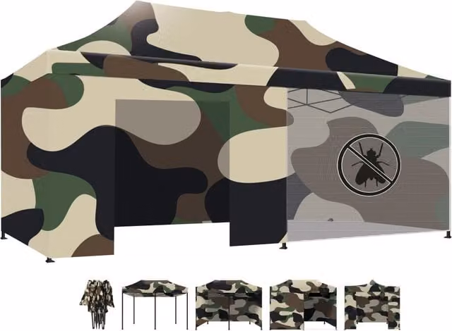 Taman Tenda / Gazebo Per Giardino 3X6 Impermeabile Tendone Pieghevole Fiere Mercati Con Teli Laterali Colore Camouflage