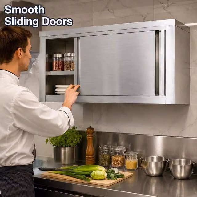 Wall-mounted Cabinet With Sliding Doors, 90x40x50 Cm, Stainless Steel