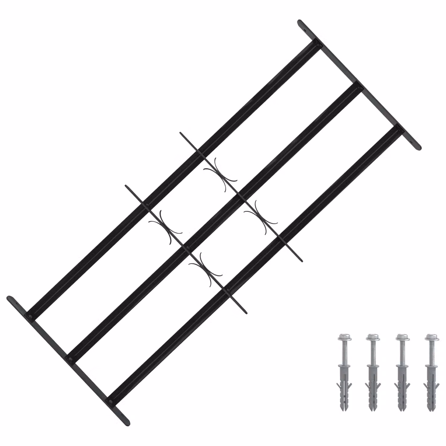 Griglia di sicurezza per finestra vidaXL in acciaio zincato nero L: 116 cm, H: 45 cm