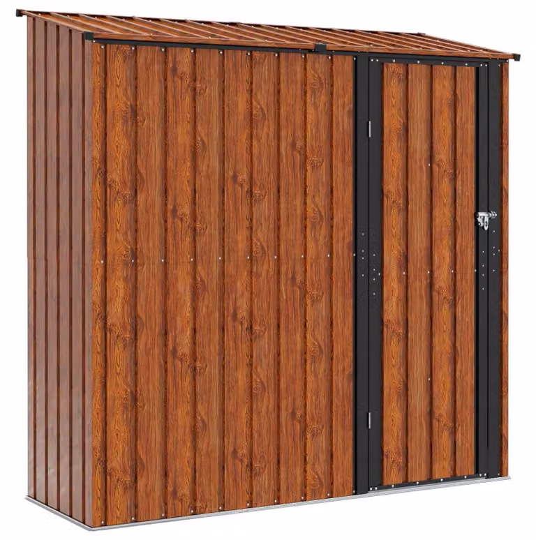 Casetta da giardino in metallo marrone - 203,5 x 73 x 200 cm - Metallo resistente agli agenti atmosferici