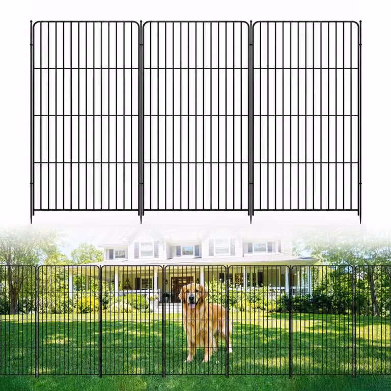 Recinzione per giardino – Recinzione per cani composta da 10 elementi, altezza 91 cm, robusta barriera in ferro, ideale per creare un'area di sgambamento mobile sia all'interno che all'esterno, adatta per cortili