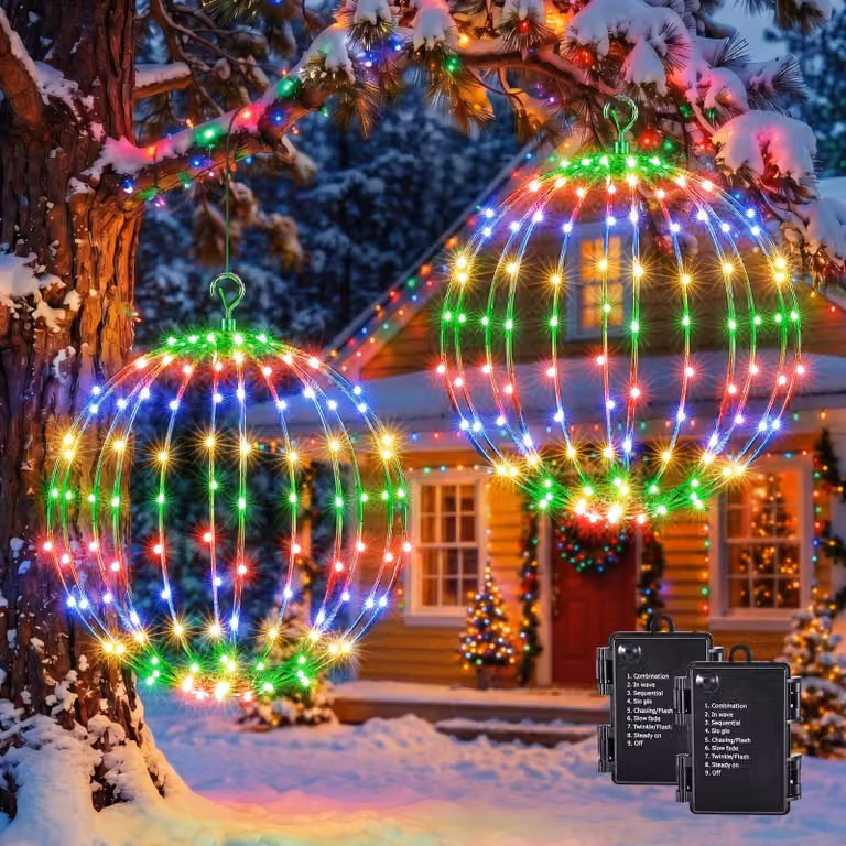 Sfere luminose a LED, diametro 30 cm, confezione da 2, multicolore, per uso esterno