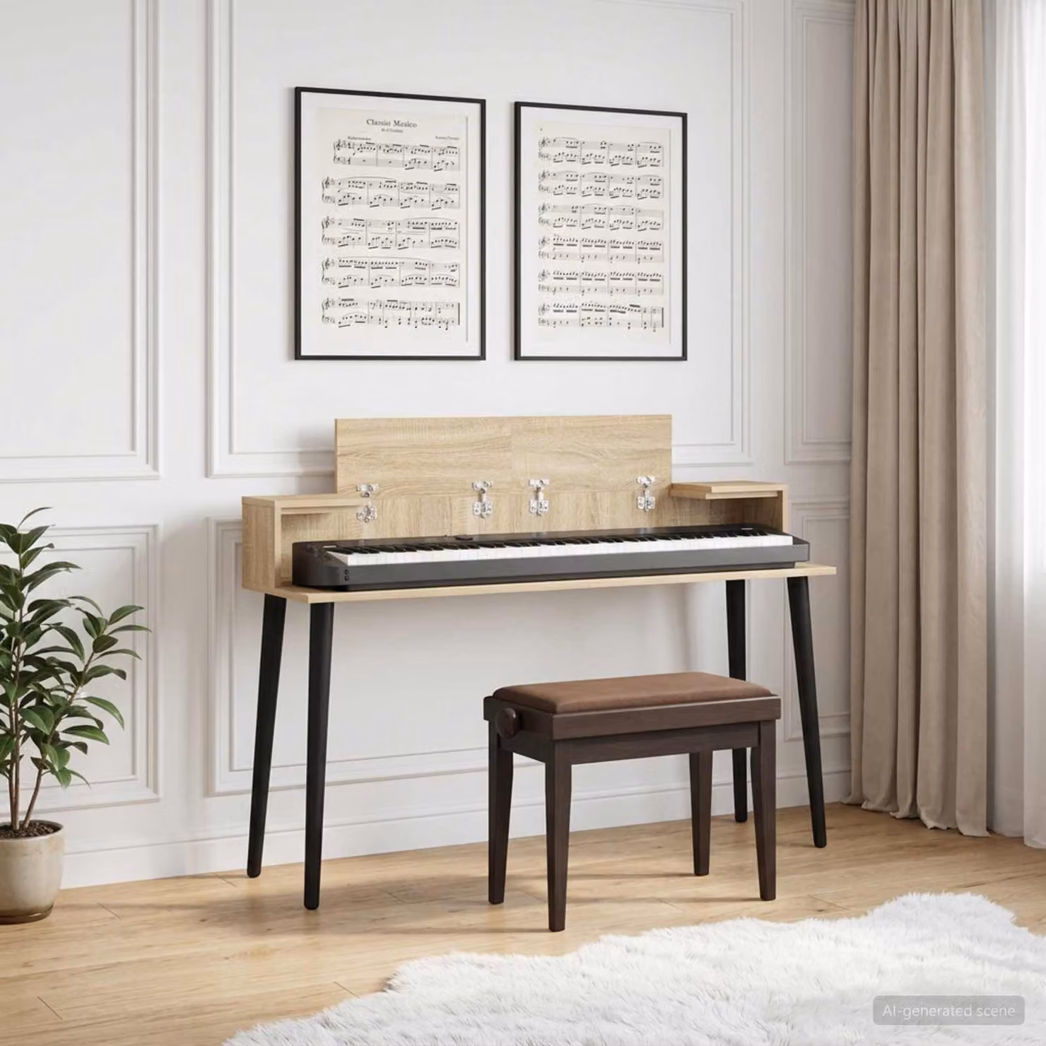 Scrivania da ufficio moderna vidaXL in MDF laminato color rovere, L: 110 cm, P: 36 cm, H: 19,5 cm