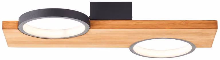 Brilliant Lampe Cheesy Plafoniera LED 40x25cm nero opaco/marrone legno 14 W LED integrato