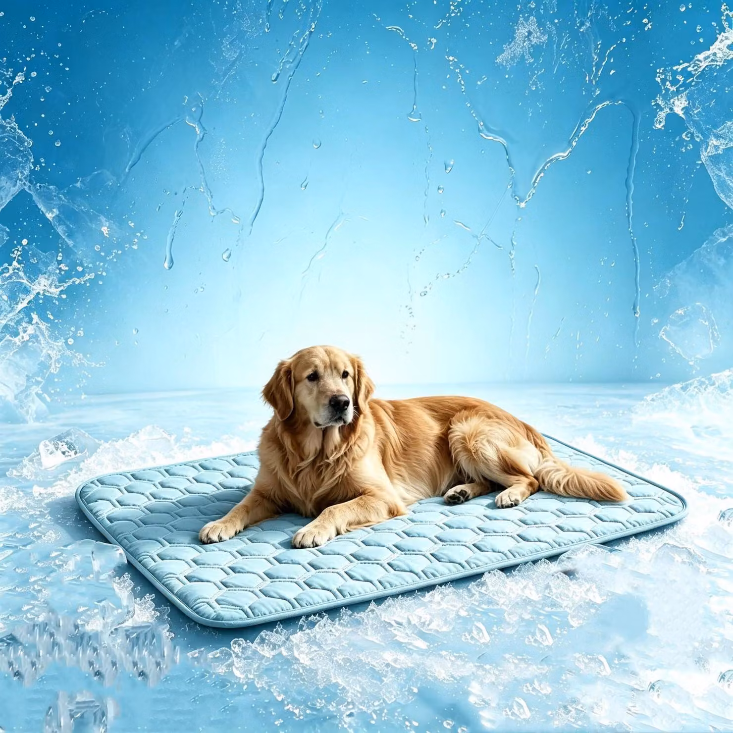 Tappetino refrigerante per cani e gatti, colore blu, dimensioni L, 100 x 70 x 5 cm