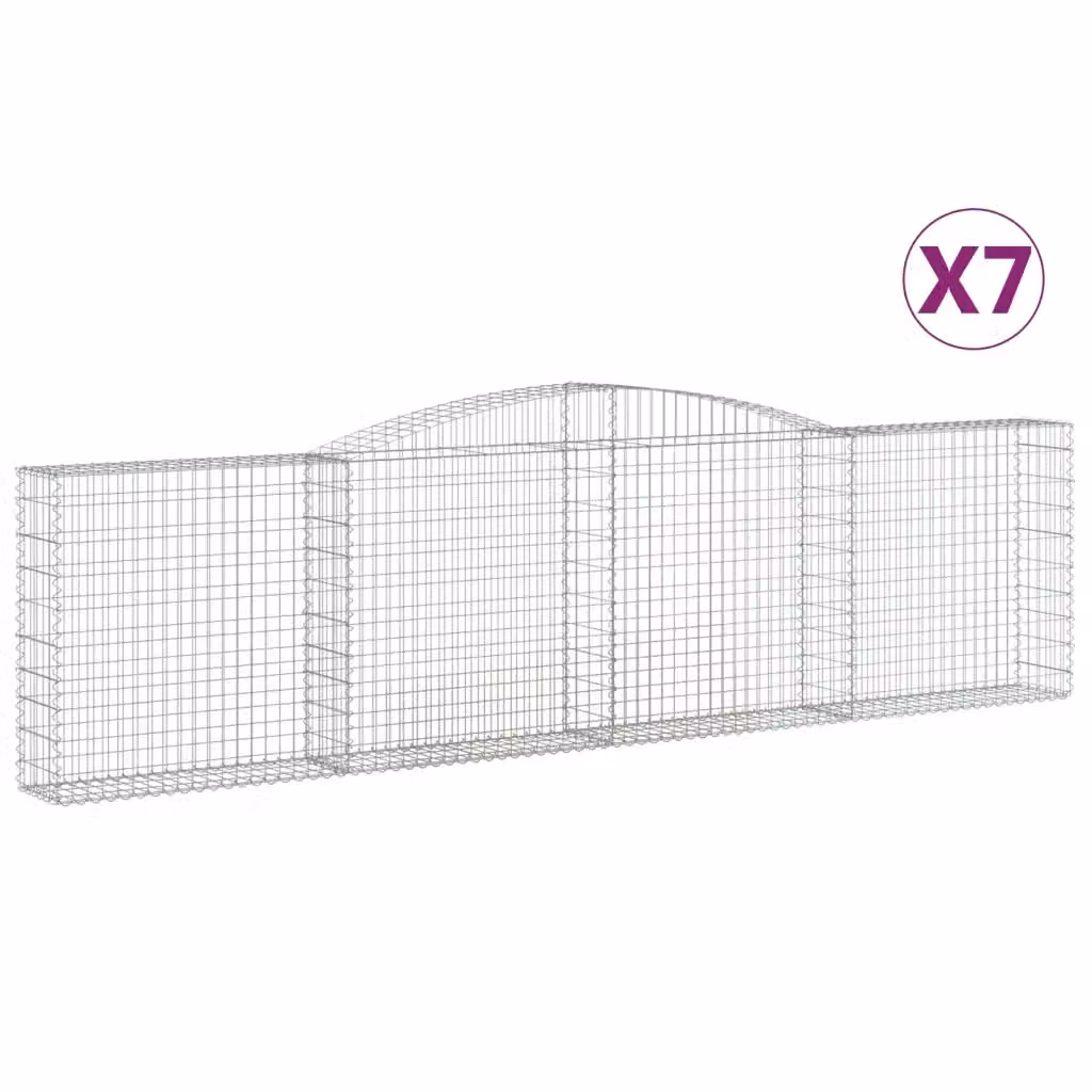 Set di 7 Cesti Gabbioni ad Arco Videx in Acciaio Zincato Colore Argento L: 400 cm, P: 30 cm, H: 100/120 cm – 2