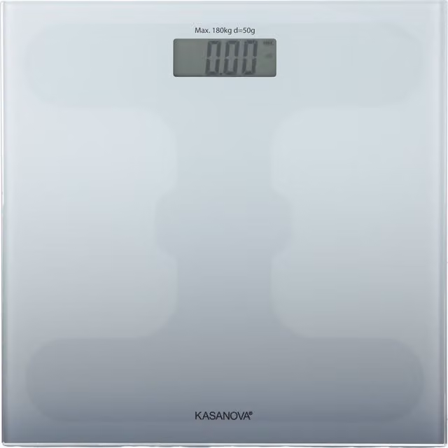 Bilancia pesapersone digitale Kasanova in vetro bianco con display digitale, portata massima 180 kg
