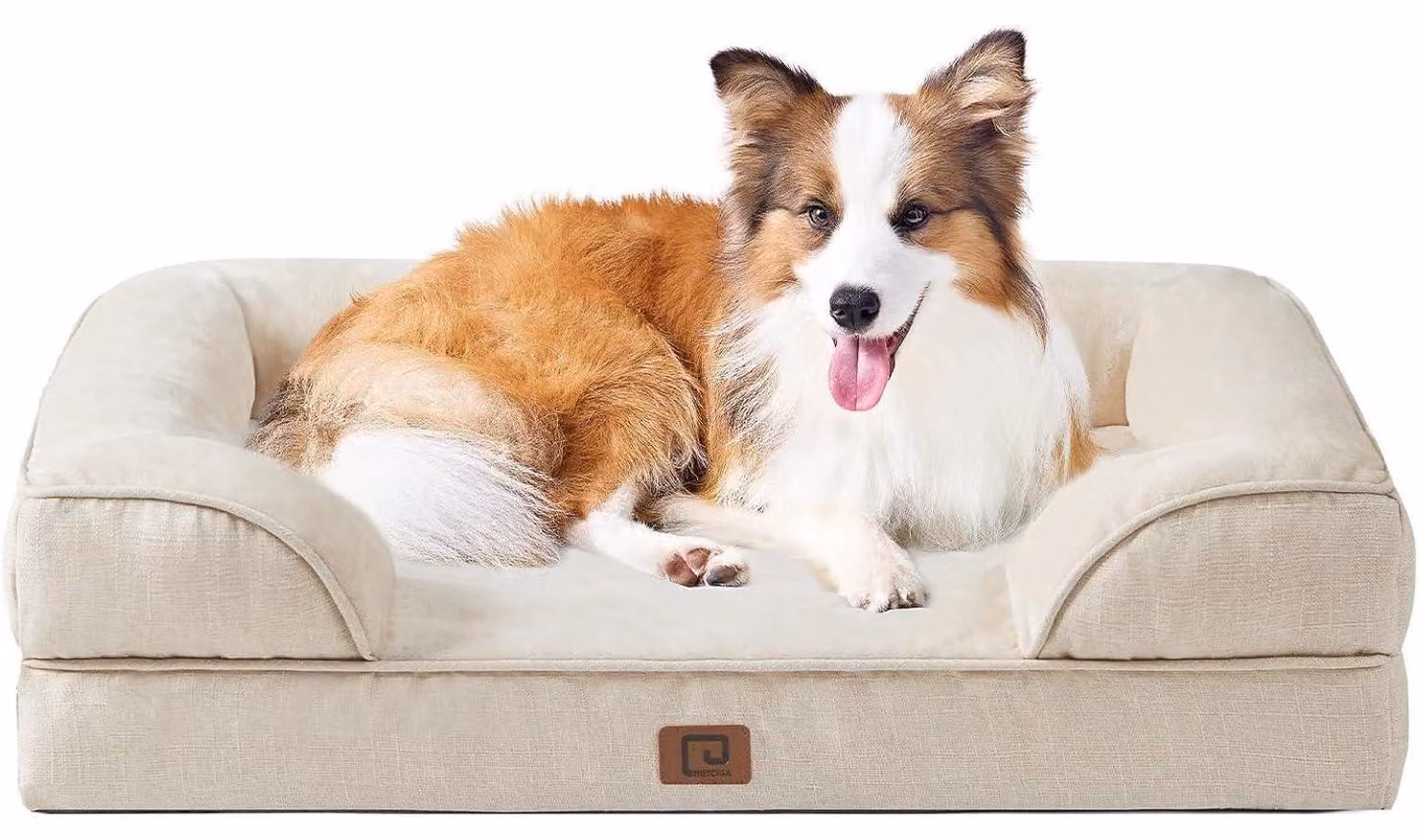 Cuccia ortopedica per cani, con memory foam, dimensioni 104x69 cm, color beige, lavabile, impermeabile, antiscivolo