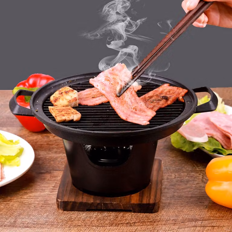 Omgoods - Griglia portatile a carbone da tavolo - Barbecue leggero per uso esterno