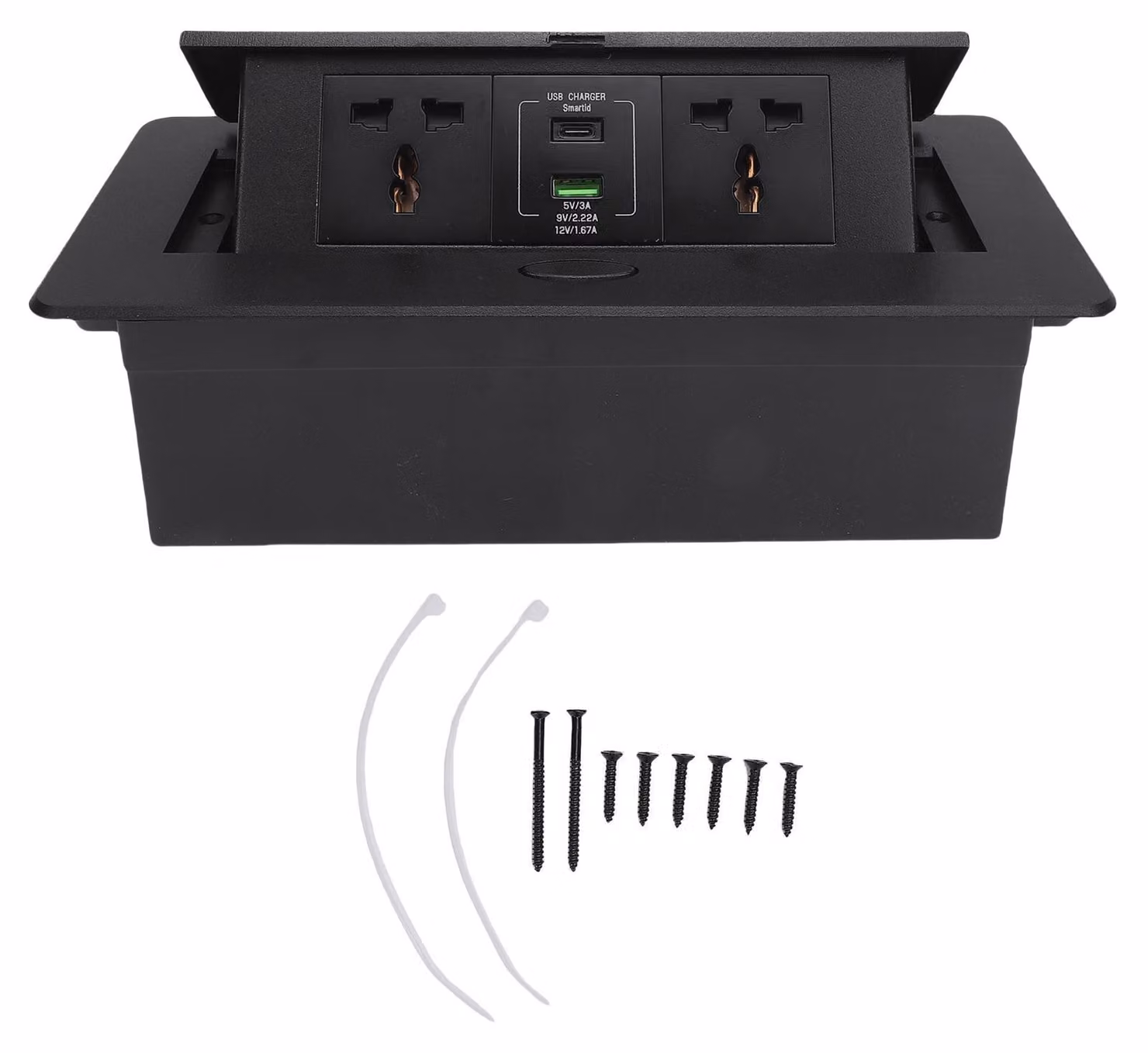 Prese da tavolo a scomparsa, con 2 prese di corrente AC, 16 A, 4000 W, 1 porta USB-A e 1 porta di tipo C, ideale perconferenze