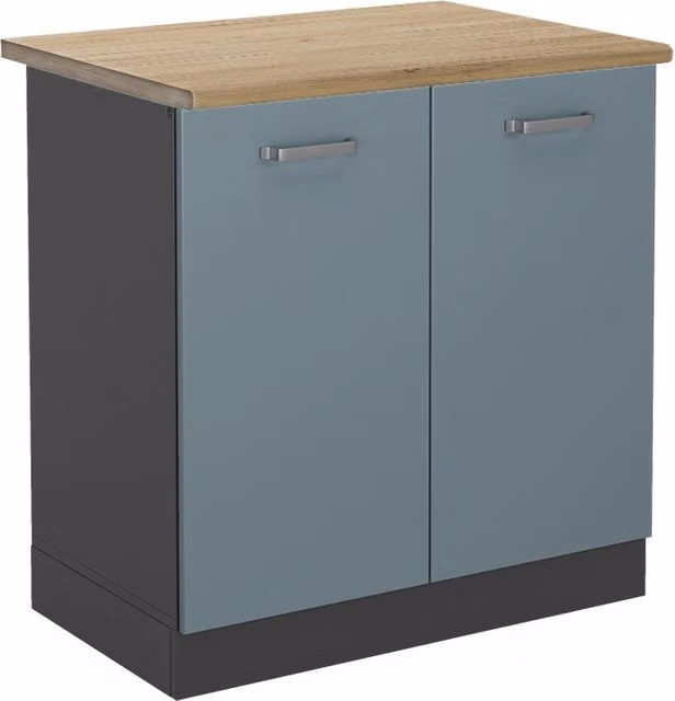 Mobile lavello cucina R-Line Grigio-blu/Antracite 80 cm, PL Rovere Vicco