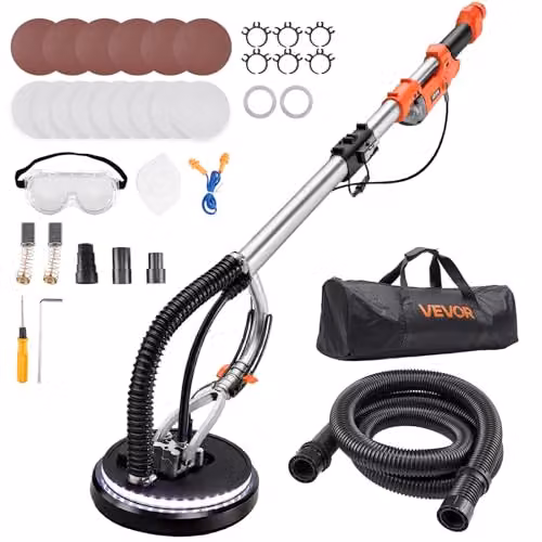 VEVOR Levigatrice Cartongesso per Pareti, Levigatrice per Cartongesso Elettrica da 1010 W, Strumento per Levigatura di Soffitti Pareti 7 Velocità Regolabili 1000-2200 giri/min, Asta Estensibile