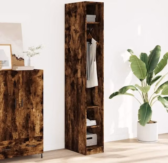 Armadio vidaXL in Rovere Marrone con Ante a Battente e Scaffali Interni L/P/H: 30 x 50 x 200 cm – 1