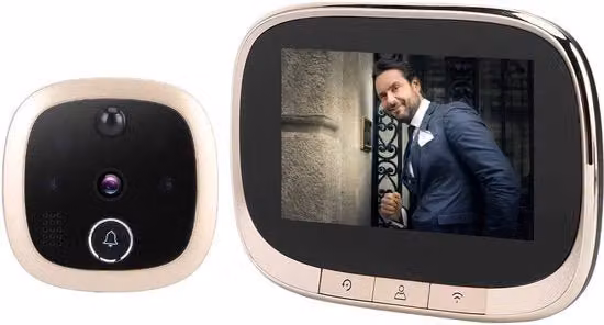 Videointerfono da parete con batteria colore oro