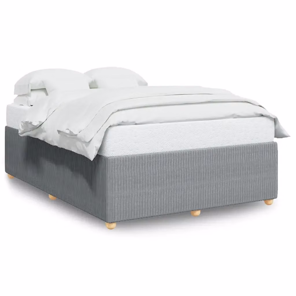 vidaXL Giroletto senza Materasso Grigio Chiaro L: 160 cm, P: 200 cm in Tessuto e Legno di Pino – 2