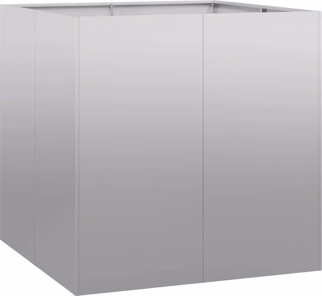 Fioriera quadrata moderna HELLOSHOP26 in acciaio zincato grigio per giardino e balcone L/P/H: 80 x 80 x 80 cm