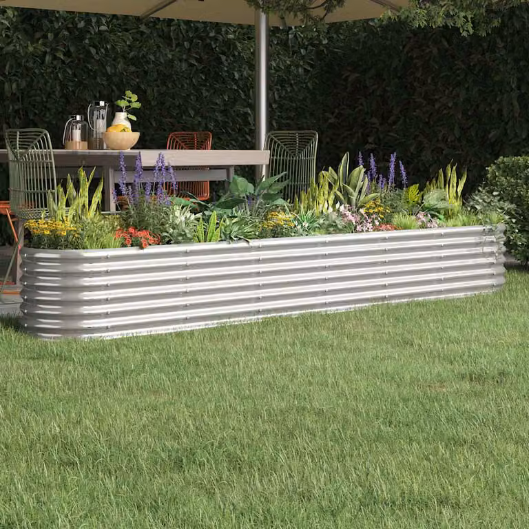 Letto rialzato da giardino vidaXL in acciaio zincato argento L: 260 cm, P: 40 cm, H: 36 cm