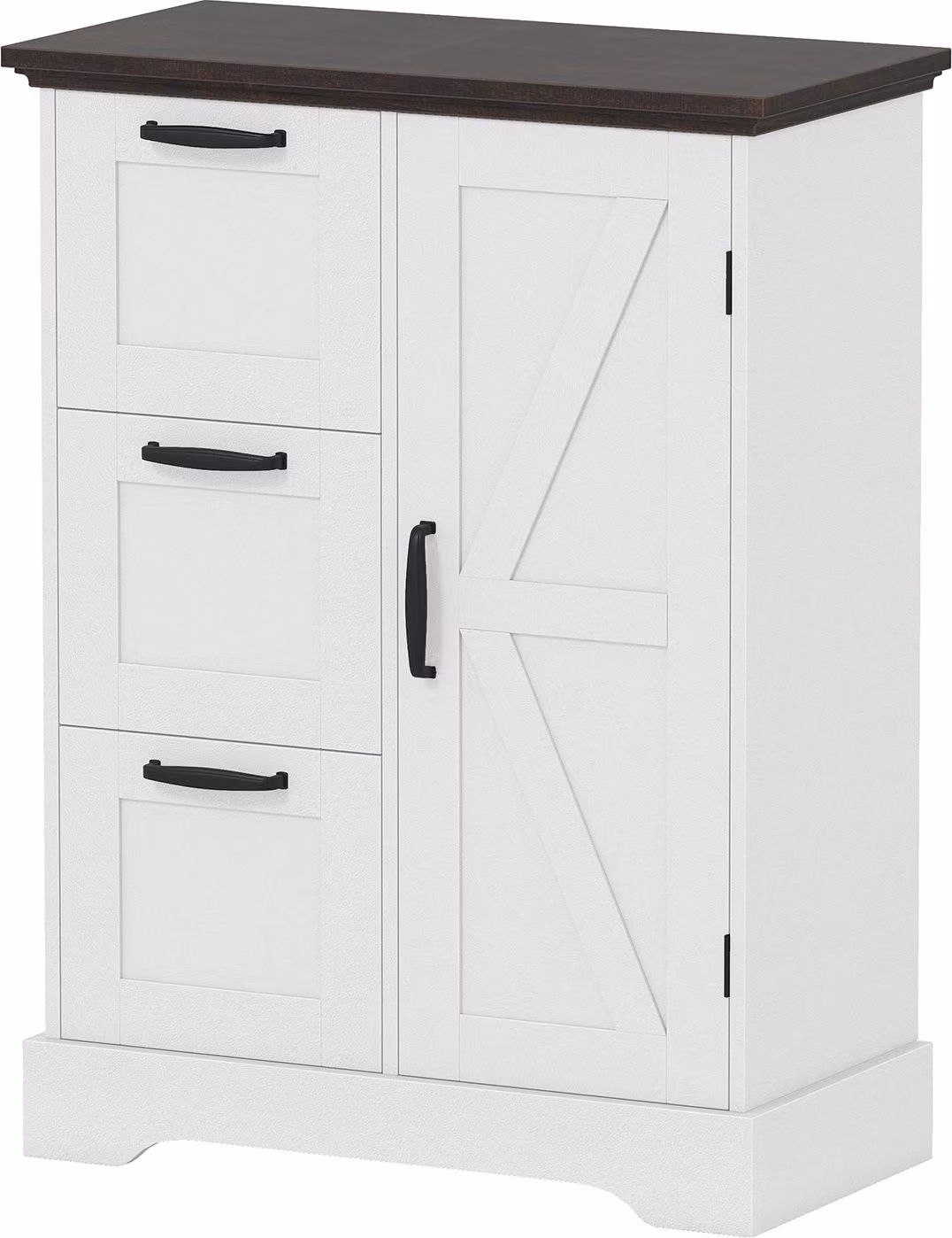 Mobile da cucina COSTWAY, mobile contenitore, mobile buffet con ante e 3 cassetti, protezione antiribaltamento per cucina, sala da pranzo, 60x30x80cm, bianco