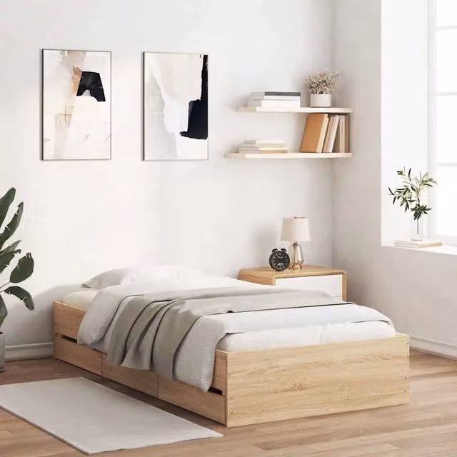 Giroletto Cassetti-Struttura Letto con contenitore Rovere Sonoma 90x200 cm Legno Multistrato 921371