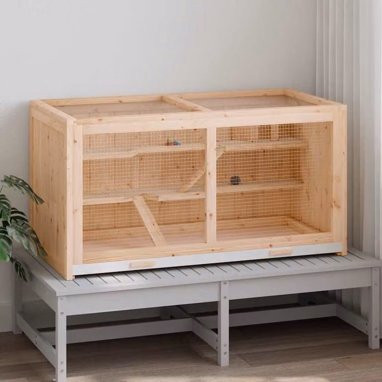 vidaXL Gabbia per criceti 89,5x45x45 cm Legno massello di abete