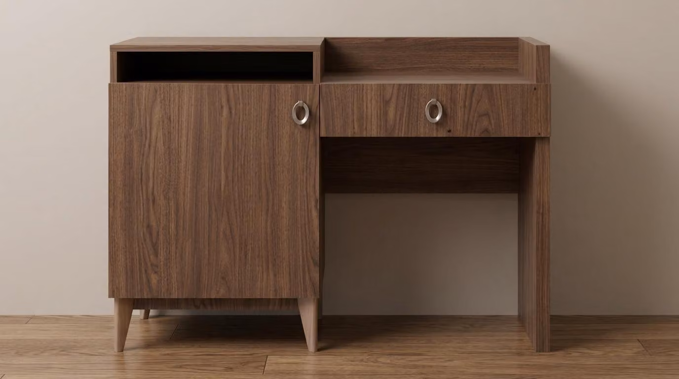 Comodino, comodo, elegante, marrone, minimalista, spazioso, moderno